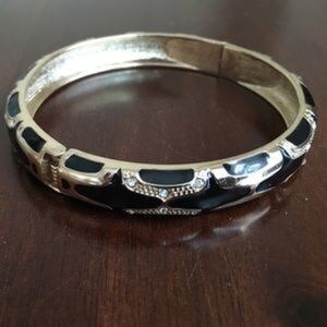 Plus Size Black Enamel Hinged Bracelet